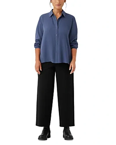 Eileen Fisher Silk Classic Collar Shirt In Twilight