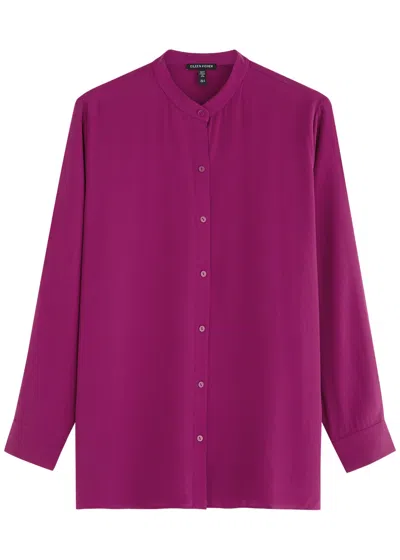 Eileen Fisher Silk Crepe Blouse In Purple