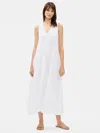 Eileen Fisher Silk Crepe De Chine Drop-waist Dress In White