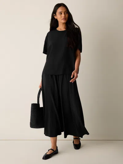Eileen Fisher Silk Crepe De Chine Half-circle Skirt In Black