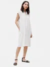 Eileen Fisher Silk Crepe De Chine Striped Shirtdress In White