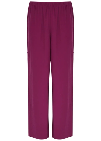 Eileen Fisher Silk Crepe De Chine Trousers In Dark Pink