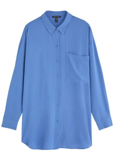 Eileen Fisher Silk-crepe Shirt In Blue
