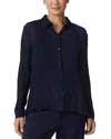 Eileen Fisher Textured Silk Button-up Shirt In Ink