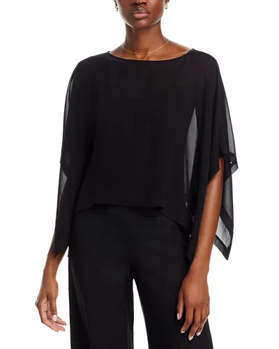 Eileen Fisher Silk Cropped Poncho In Black