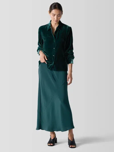 Eileen Fisher Silk Double Crepe Bias Skirt In Black