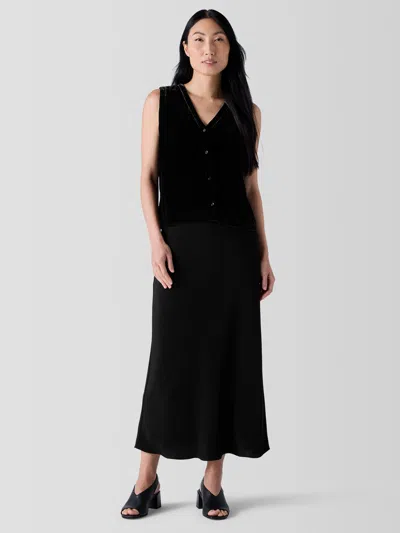Eileen Fisher Silk Double Crepe Bias Skirt In Black