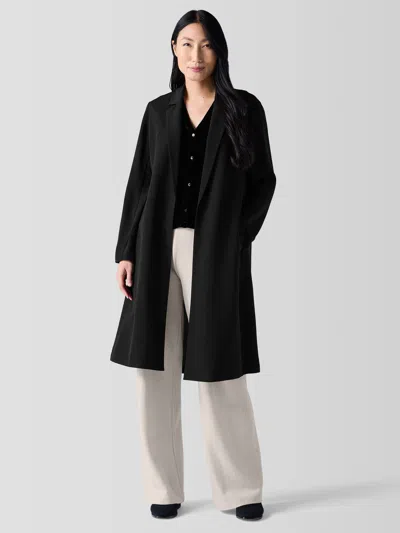 Eileen Fisher Silk Double Crepe Long Blazer In Black