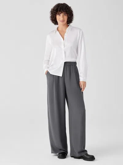 Eileen Fisher Silk Double Crepe Wide-leg Pant In Gray