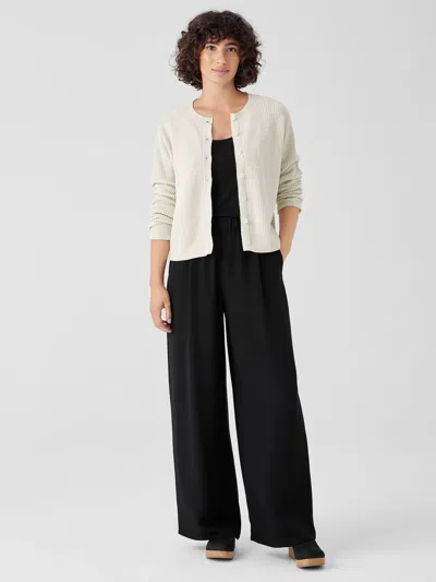 Eileen Fisher Silk Double Crepe Wide-leg Pant In Black