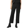 Eileen Fisher Silk Georgette Crepe Ankle Straight Leg Pants In Black