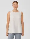 Eileen Fisher Silk Georgette Crepe Ballet Neck Tank In Brown