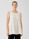 Eileen Fisher Silk Georgette Crepe Ballet Neck Tank In Brown