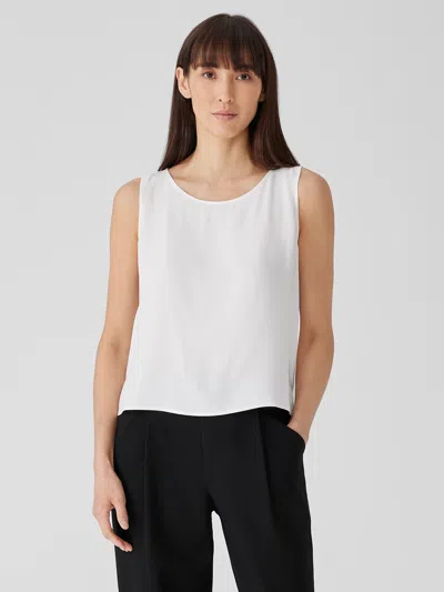 Eileen Fisher Silk Georgette Crepe Ballet Neck Tank In Animal Print