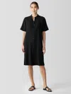 Eileen Fisher Silk Georgette Crepe Band Collar Dress In Gold