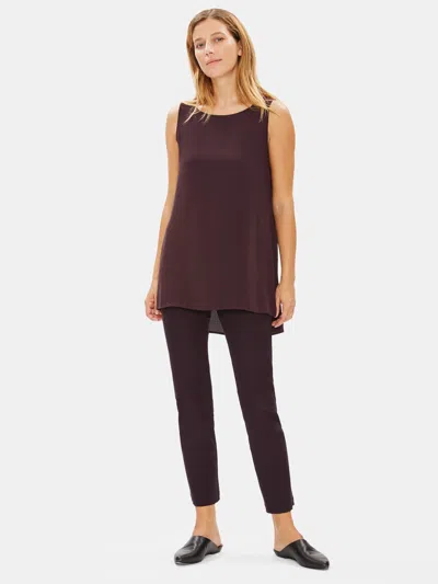 Eileen Fisher Silk Georgette Crepe Bateau Neck Tank In Purple