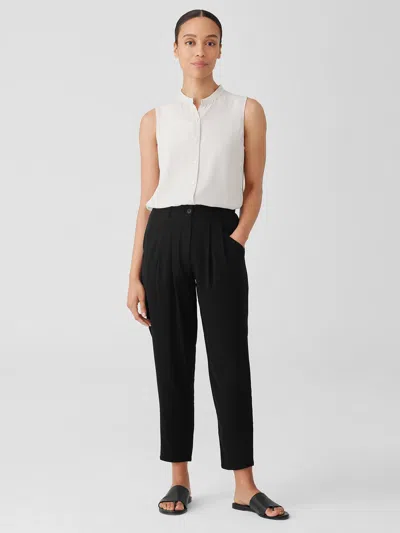 Eileen Fisher Silk Georgette Crepe Carrot Pant In Black