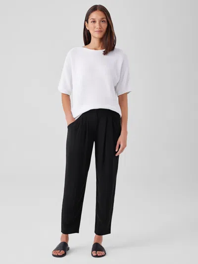 Eileen Fisher Silk Georgette Crepe Carrot Pant In Black