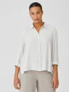Eileen Fisher Silk Georgette Crepe Classic Collar Shirt In White