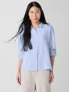 Eileen Fisher Silk Georgette Crepe Classic Collar Shirt In Multi