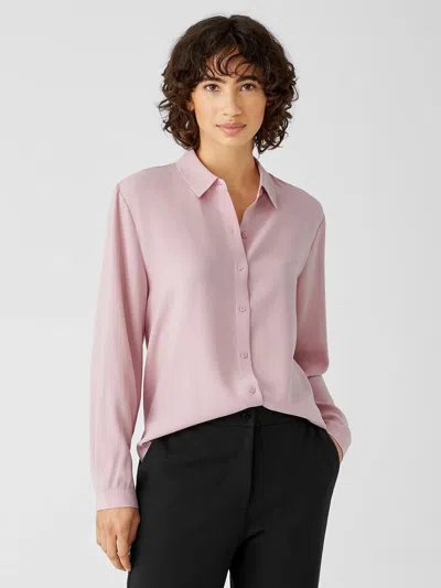 Eileen Fisher Silk Georgette Crepe Classic Collar Shirt In Pink