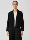 Eileen Fisher Silk Georgette Crepe Cropped Blazer In Black