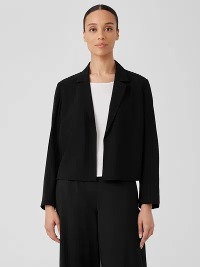 Eileen Fisher Silk Georgette Crepe Cropped Blazer In Black