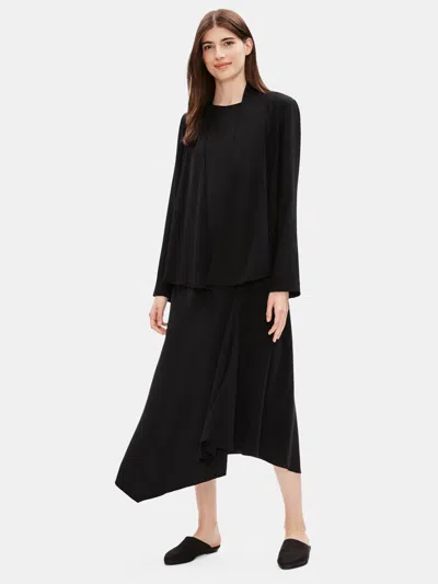 Eileen Fisher Silk Georgette Crepe Drape Front Jacket In Black