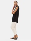 Eileen Fisher Silk Georgette Crepe Funnel Neck Tunic In Black