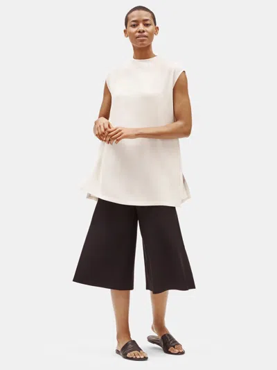 Eileen Fisher Silk Georgette Crepe Funnel Neck Tunic In White