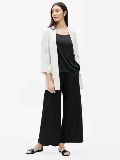 Eileen Fisher Silk Georgette Crepe High Collar Jacket In Brown