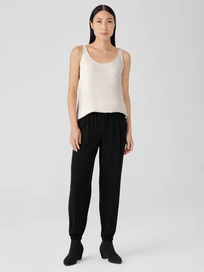 Eileen Fisher Silk Georgette Crepe Jogger Pant In Black