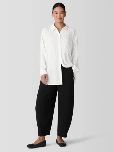 Eileen Fisher Silk Georgette Crepe Lantern Pant In Black