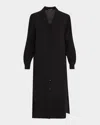 Eileen Fisher Long Sleeve Stretch Jersey Shirtdress In Black