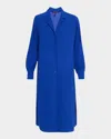 Eileen Fisher Silk Georgette Crepe Midi Shirtdress In Lapis