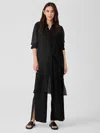 Eileen Fisher Silk Georgette Crepe Pant With Slits In Black
