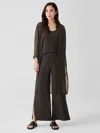 Eileen Fisher Silk Georgette Crepe Pant With Slits In Brown