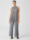 Eileen Fisher Silk Georgette Crepe Pant With Slits In Gray