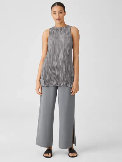 Eileen Fisher Silk Georgette Crepe Pant With Slits In Gray