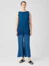 Eileen Fisher Silk Georgette Crepe Pant With Slits In Blue