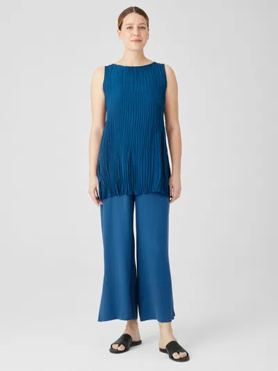 Eileen Fisher Silk Georgette Crepe Pant With Slits In Green