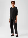 Eileen Fisher Silk Georgette Crepe Pleated Pant In Black