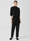 Eileen Fisher Silk Georgette Crepe Pleated Pant In Black
