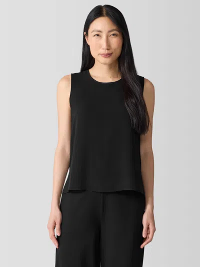 EILEEN FISHER SILK GEORGETTE CREPE ROUND NECK TANK