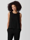 Eileen Fisher Stretch Jersey Knit Crew Neck Long Tank In Black