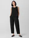 Eileen Fisher Stretch Jersey Knit Crew Neck Long Tank In Black
