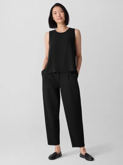 EILEEN FISHER SILK GEORGETTE CREPE ROUND NECK TANK