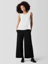 Eileen Fisher Silk Georgette Crepe Round Neck Tank In White