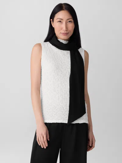 Eileen Fisher Silk Georgette Crepe Scarf In Black