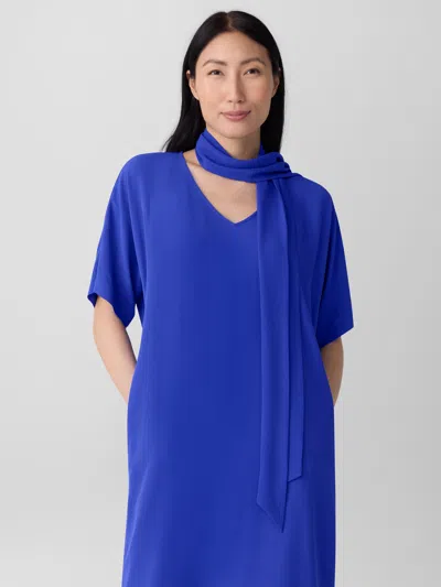 Eileen Fisher Silk Georgette Crepe Scarf In Blue
